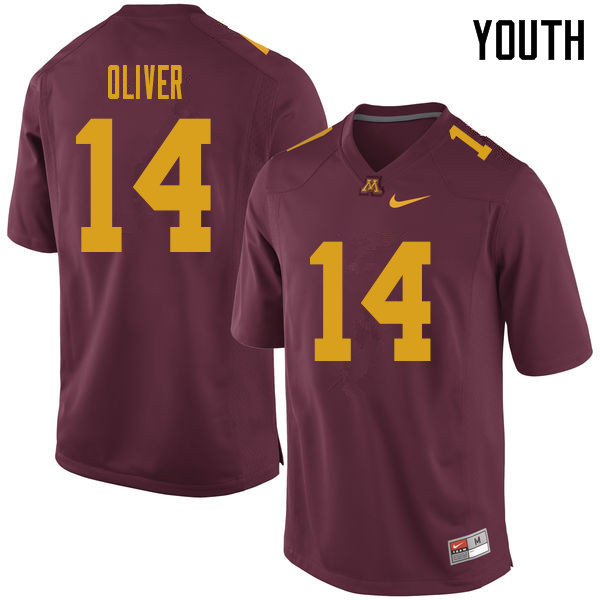 Youth #14 Braelen Oliver Minnesota Golden Gophers College Football Jerseys Sale-Maroon